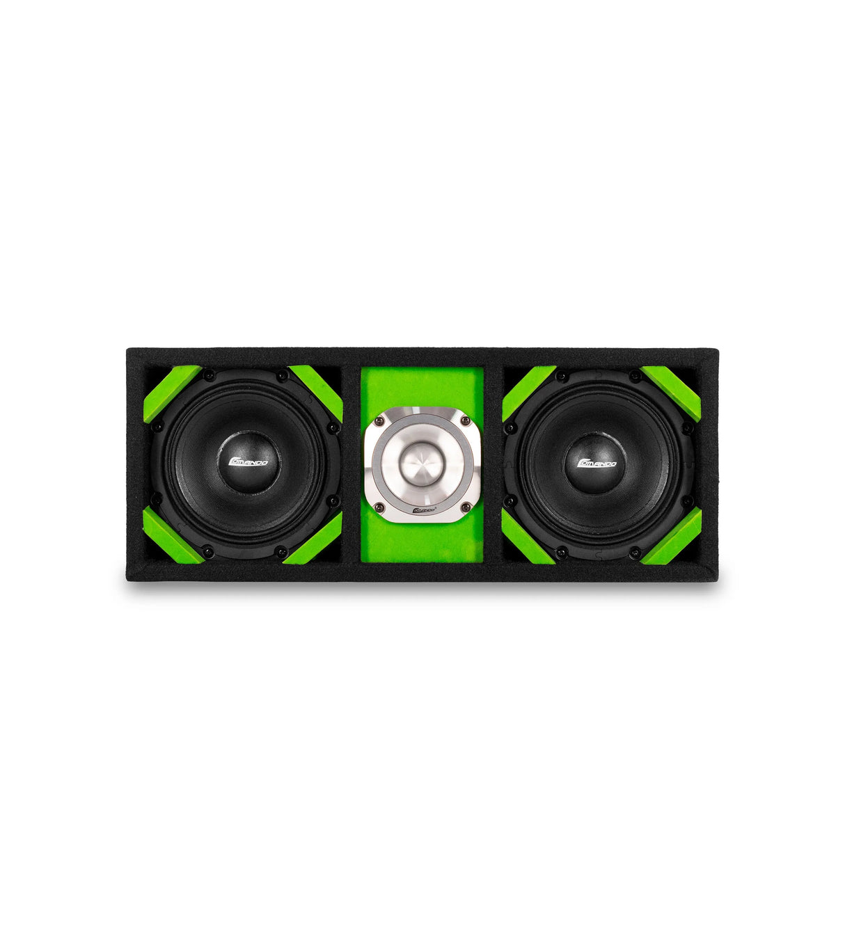KTPONV2-206LIME / DUAL 6" LIME LOADED PORTED BOX + 1 TWEETER Comando Audio Inc.