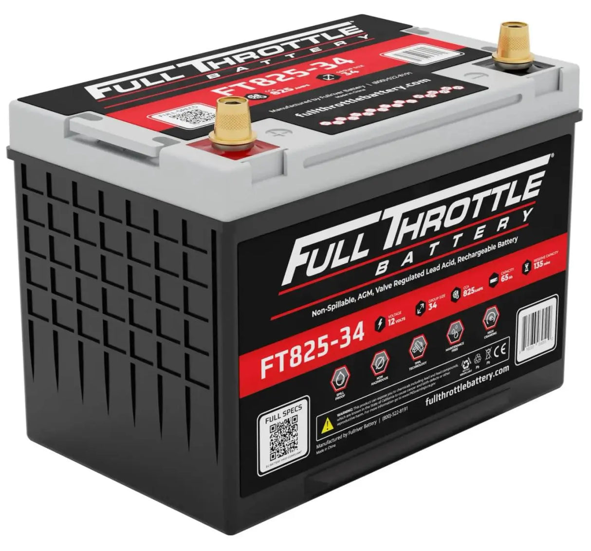 Full Throttle Battery FT825-34 High Performance AGM Battery