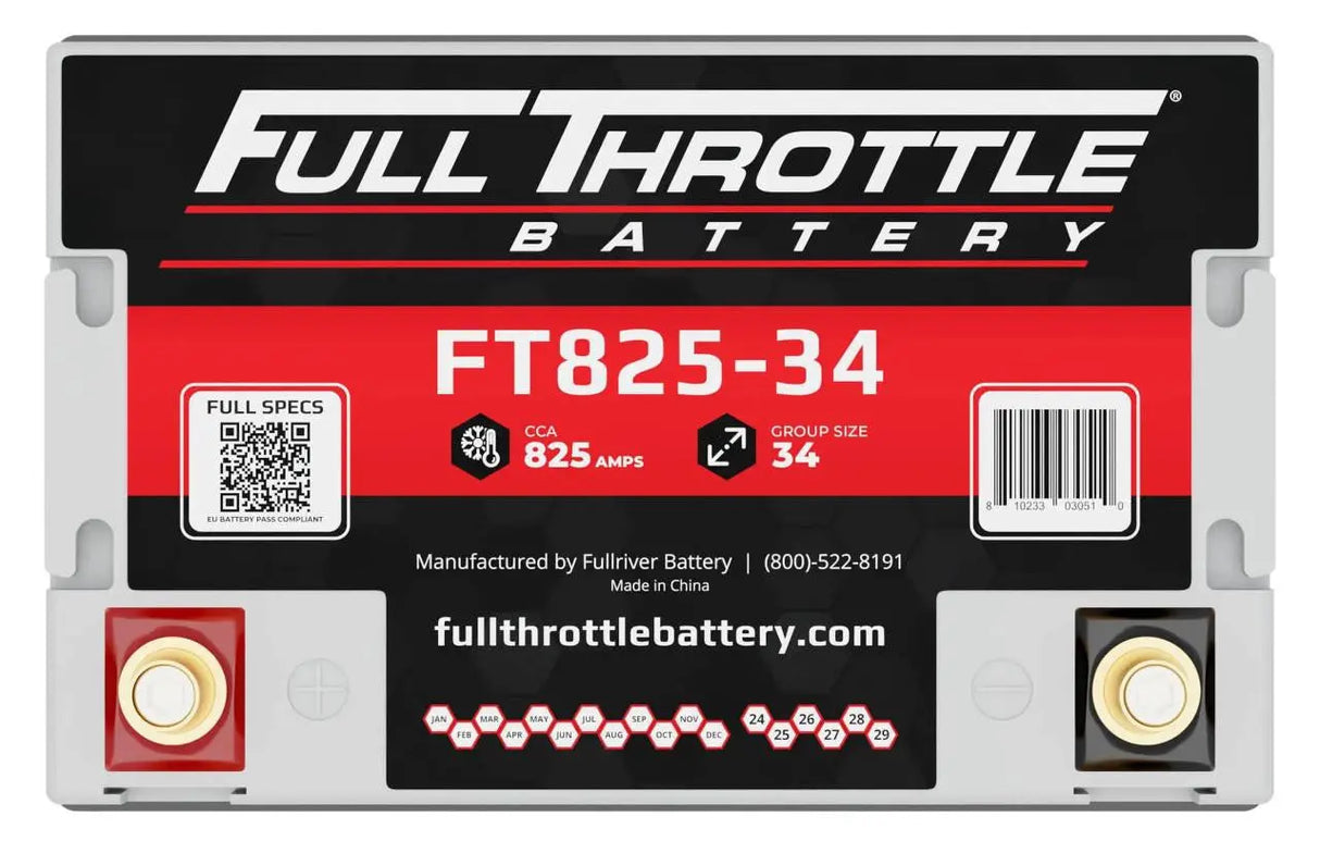 Full Throttle Battery FT825-34 High Performance AGM Battery