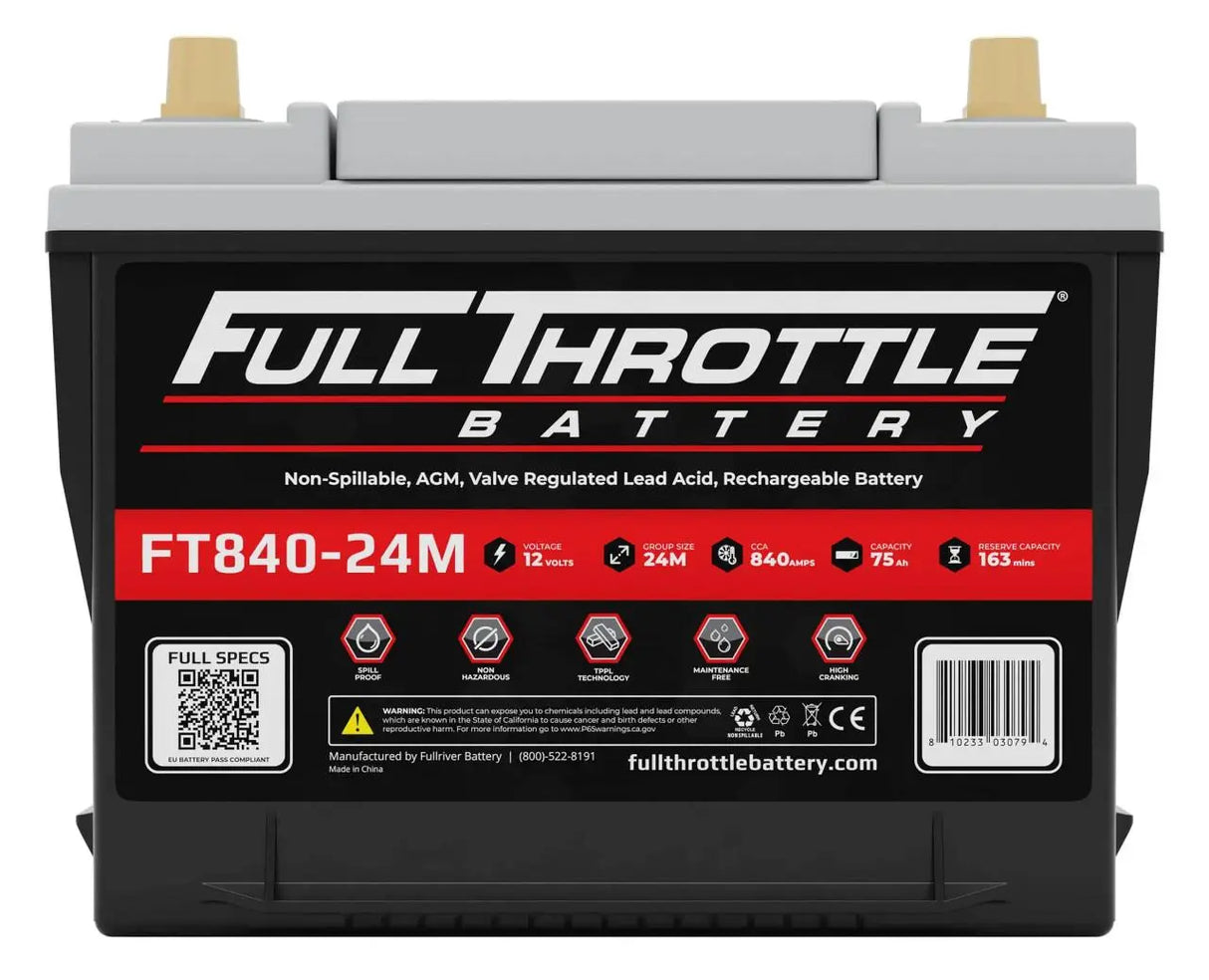 Full Throttle Battery FT840-24M High Performance AGM Battery
