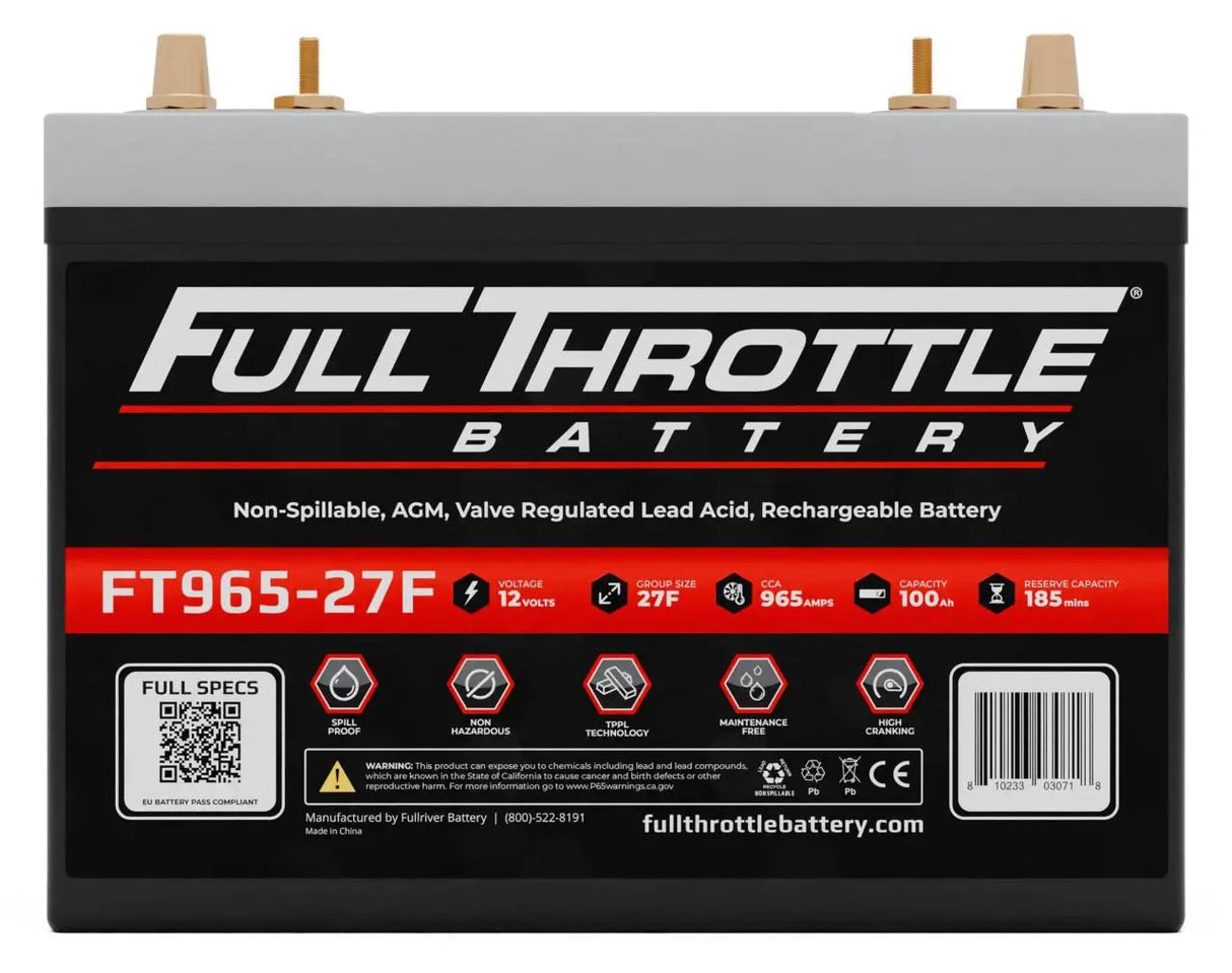 Full Throttle Battery FT965-27F High Performance AGM Battery