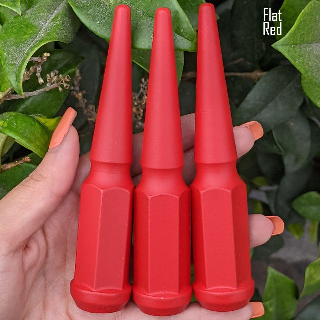 24 Pc 14x1.5 Spike Lug Nuts 4.5" Tall - Powder Coated - Various Colors