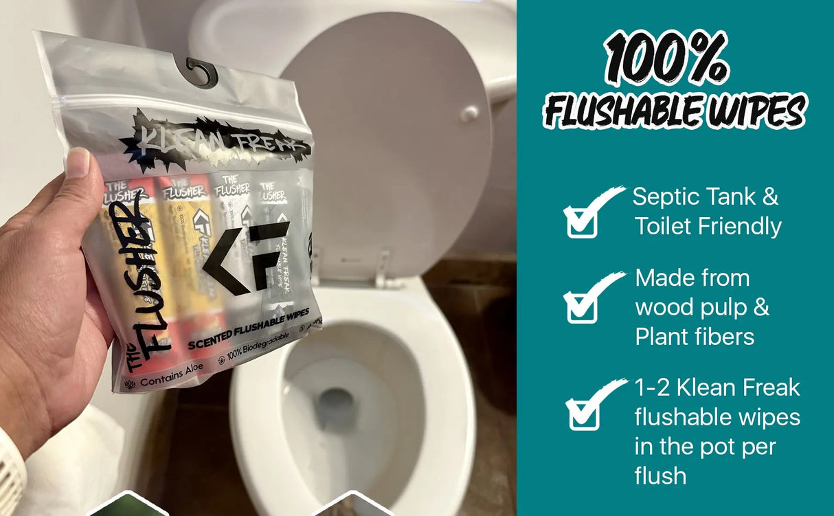 The Flusher - 100 Pack - Flushable Wipes Klean Freak