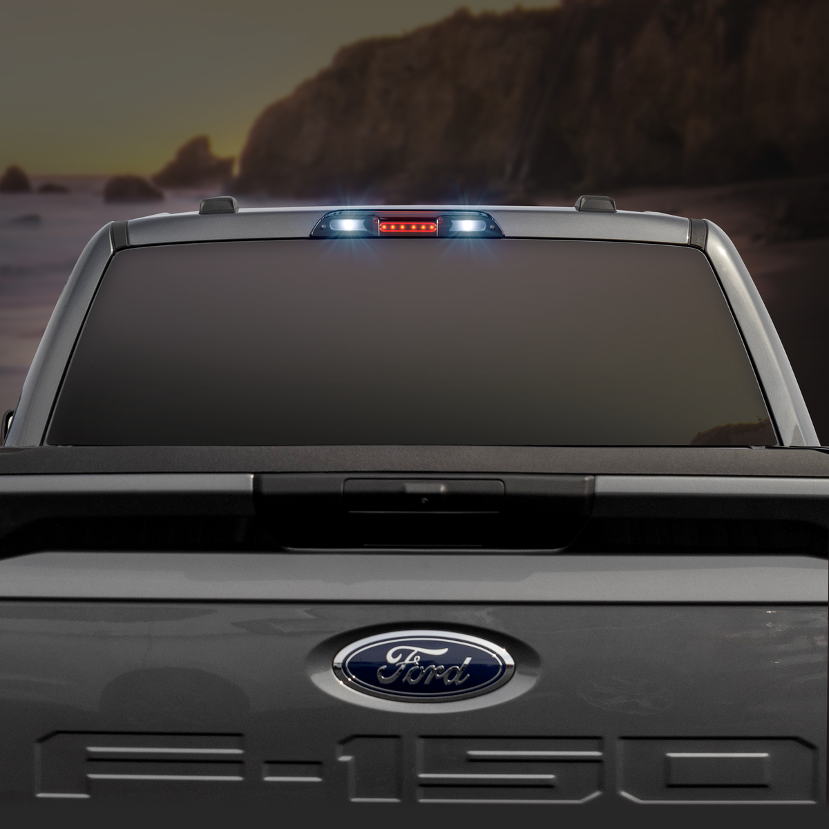 Ford Maverick 21-26 Ultra High Power Red LED 3rd Brake Light Kit w/ CREE XML White LED Cargo Lights (ATTN: DOES NOT FIT Models with Cargo Bed Camera in OEM 3rd Brake Light) - Smoked Lens