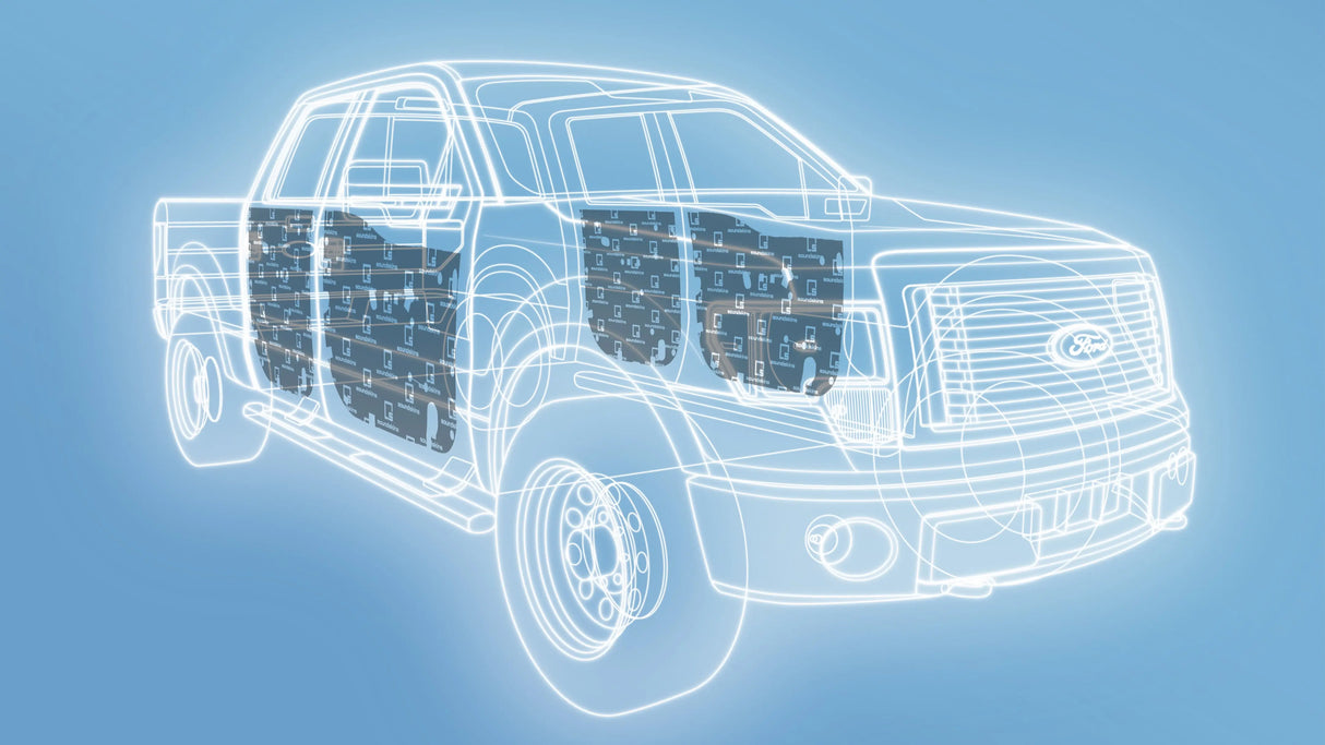 SoundSkins | 2023+ Ford Super Duty 4-Door Sound Deadening Vehicle Specific Kit | SSK-F2504DRV2 | 3 Layers (Acoustic Foam, Foil, Rubber Butyl), 30 sq ft SoundSkins Global