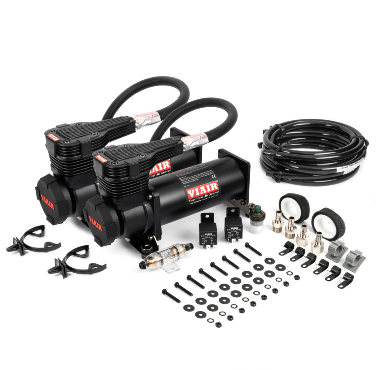 (VIAIR DUAL 485C AIR COMPRESSOR KIT - GEN 2 W/ Relay Kit & Wiring Far From Stock