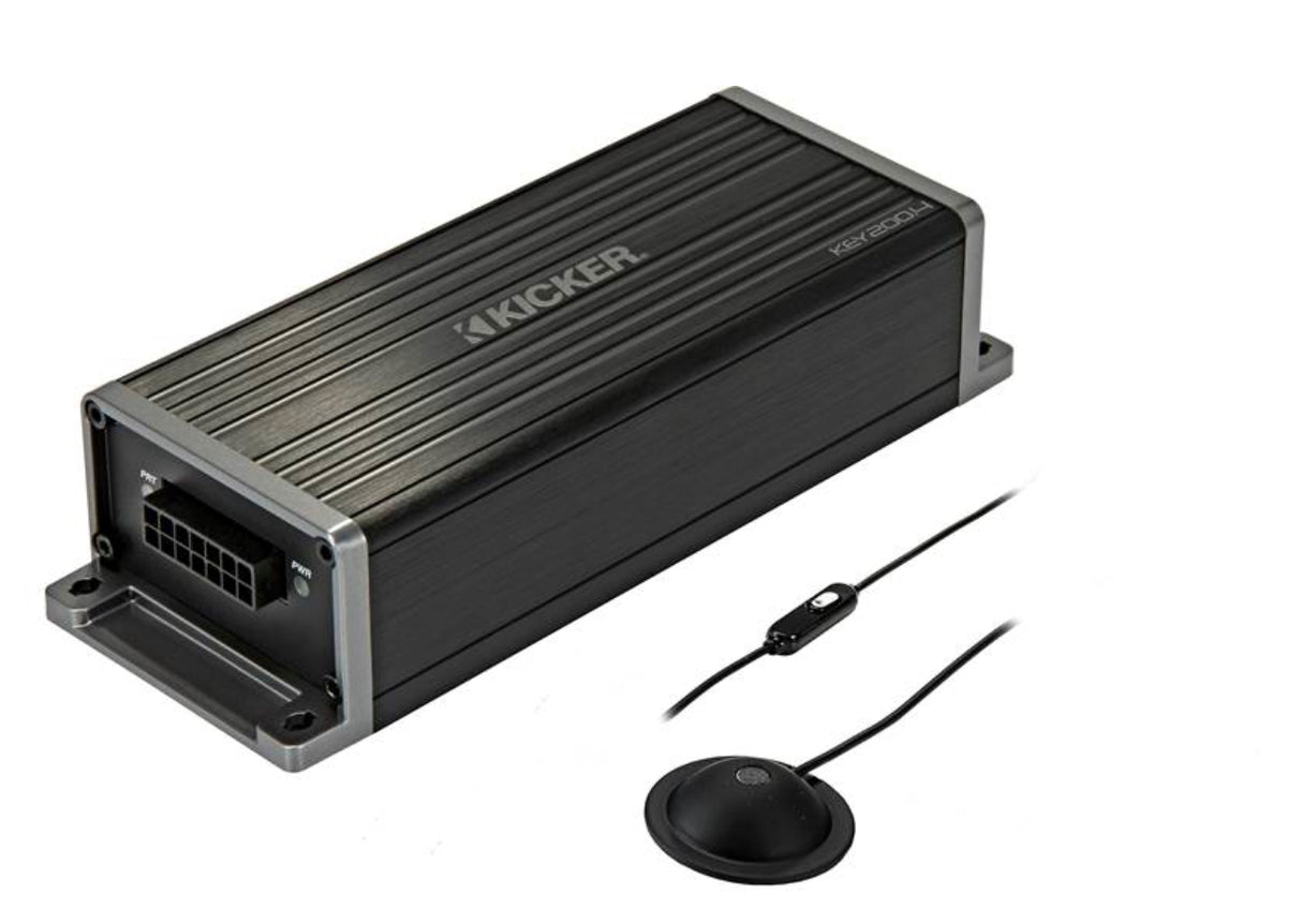 Kicker 47KEY200.4 Amplifier Compact 4-channel car amplifier with automatic tuning DSP — 50 watts RMS x 4
