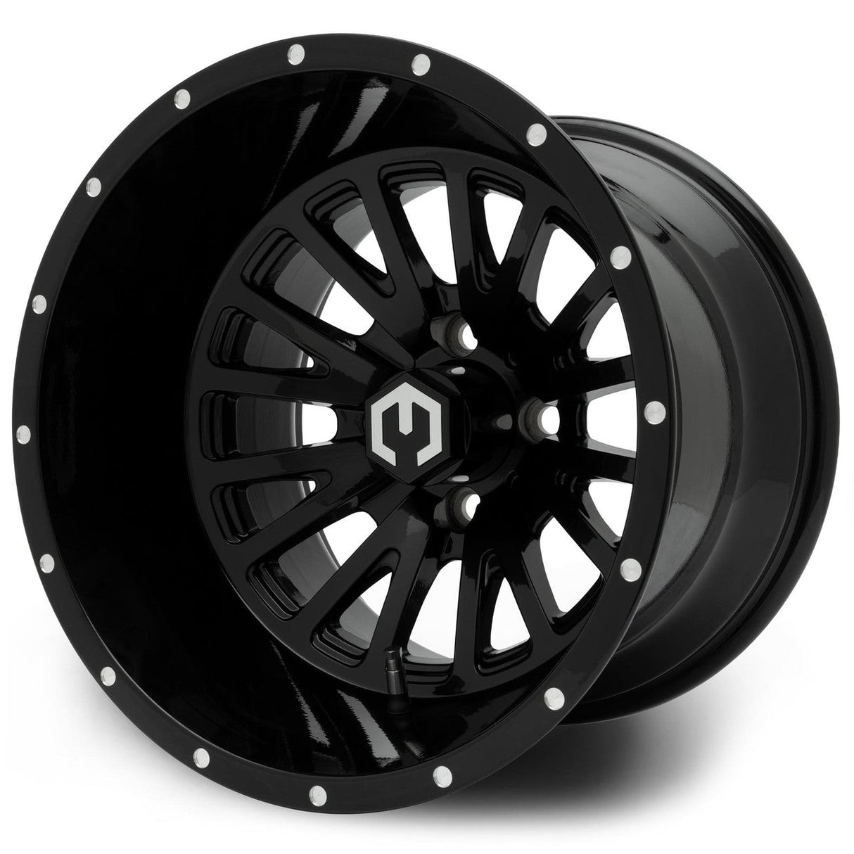 MODZ® 14x10 Assassin Glossy Black Golf Cart Wheel