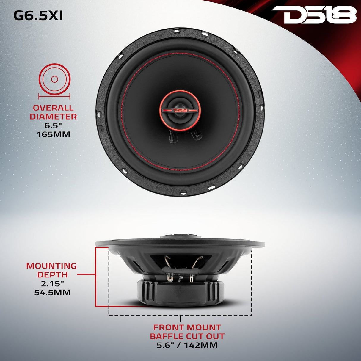 DS18 GX6.5XI 6.5" 2-Way Coaxial Speakers (Pair) DS18