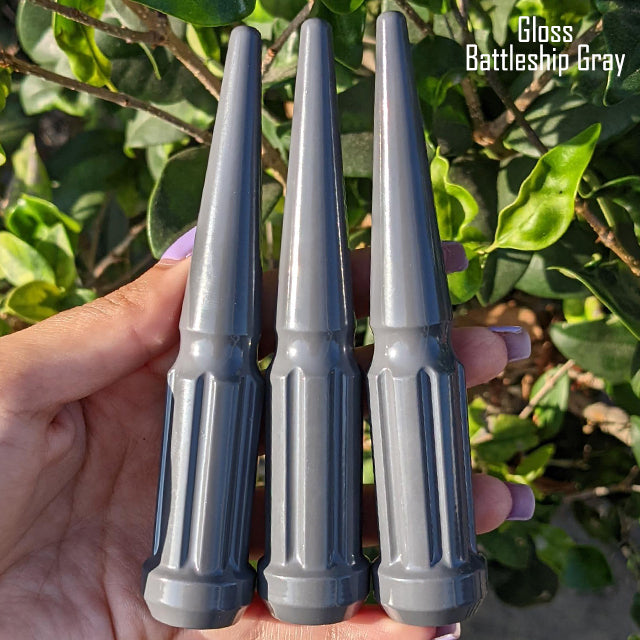 32 Pc 14x1.5 7-Spline Spike Lug Nuts 4.5" Tall - Powder Coated + Key Socket
