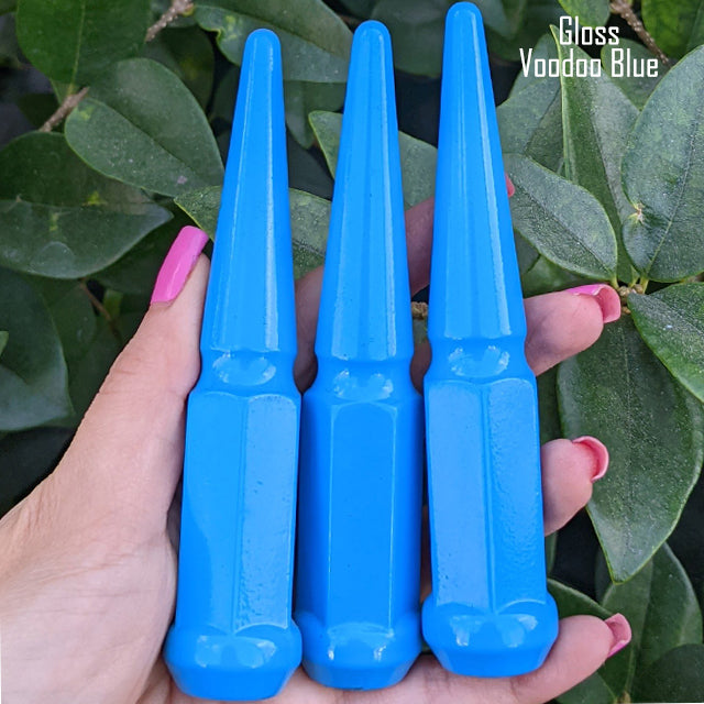 24 Pc 14x1.5 Spike Lug Nuts 4.5" Tall - Powder Coated - Various Colors