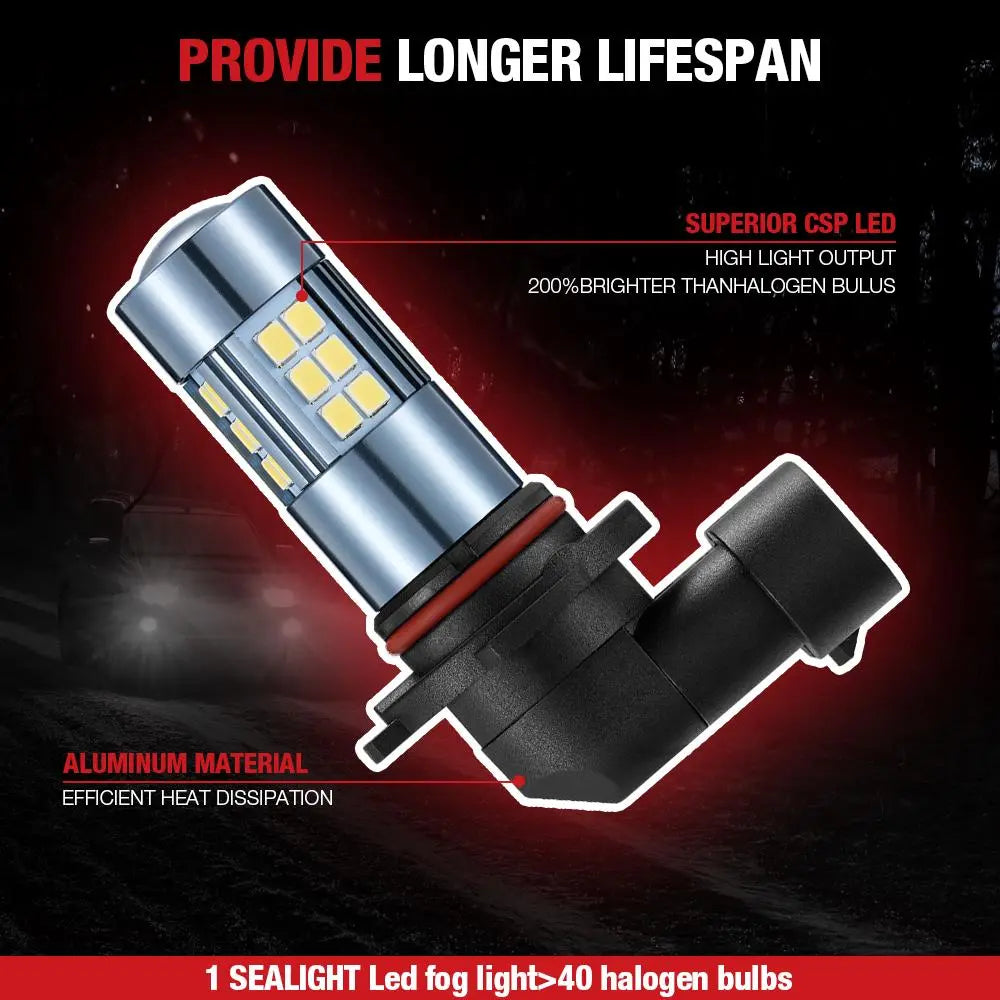 H10/9140/9145 LED Fog Light Bulbs 24W 6000K 4000LM White 2Pcs Flashark