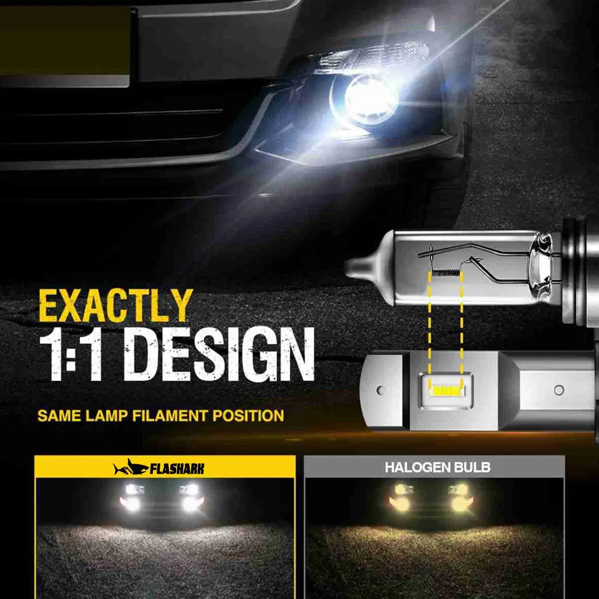 H11 H8 H9 LED Fog Light Bulbs 13W 6000LM 6000K | 2 Bulbs