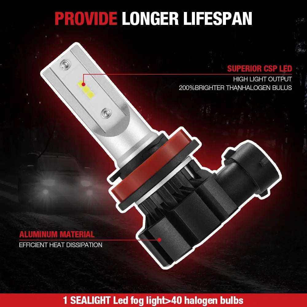 XF1 H11/H8/H16 LED Fog Light Bulbs 40W 6000LM 2Pcs Flashark