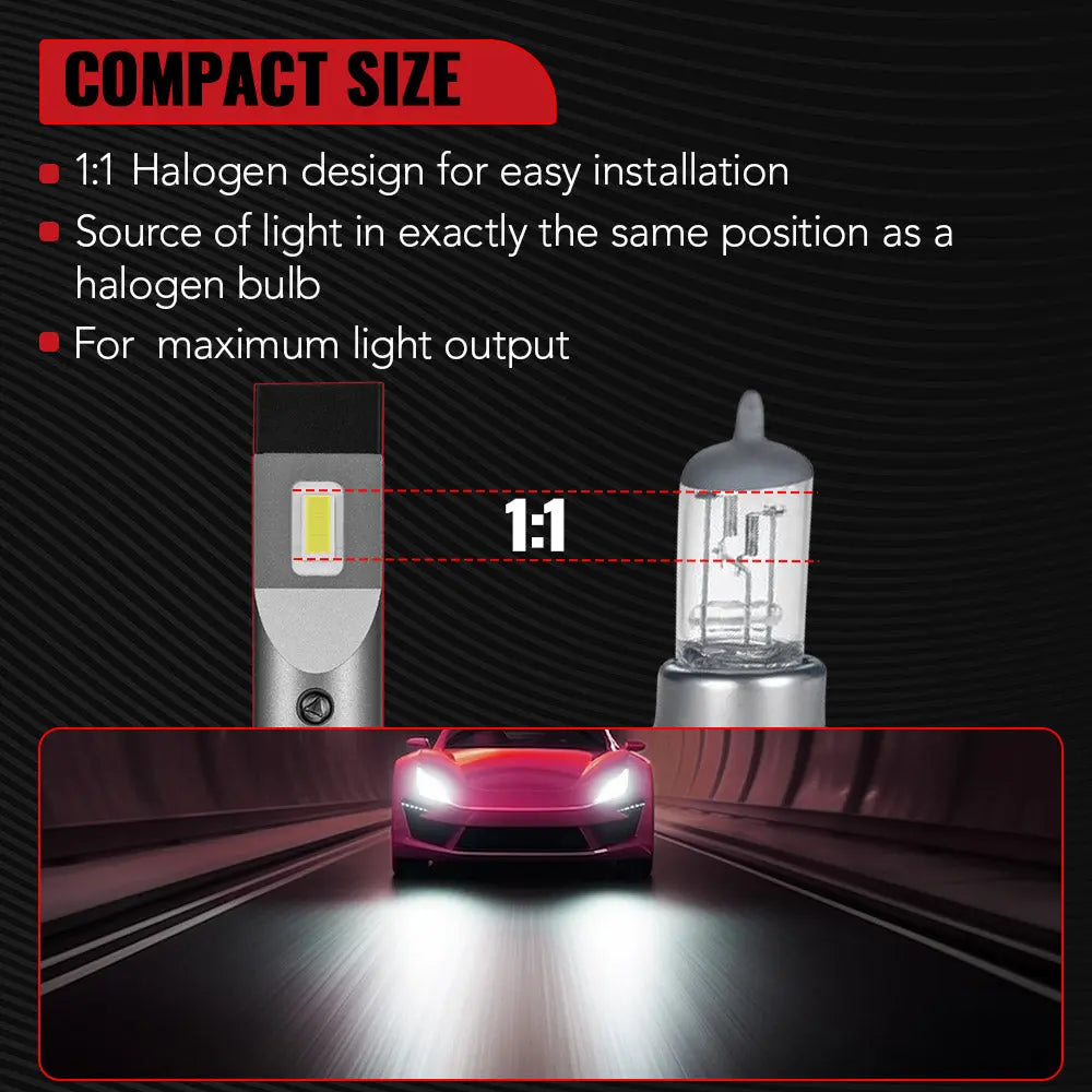 X2 H11/H9/H8 100W 6000K White IP67 LED Headlight Bulbs 2Pcs