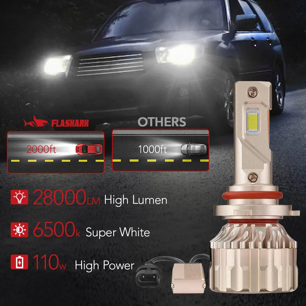 X4 9006/HB4 2Pcs 110W 6500K 28000LM IP68 LED Headlight Bulbs