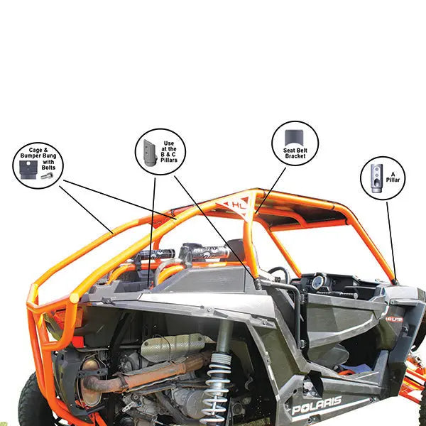 High Lifter Polaris RZR XP 1000 Custom Cage Bung and Bracket Kit