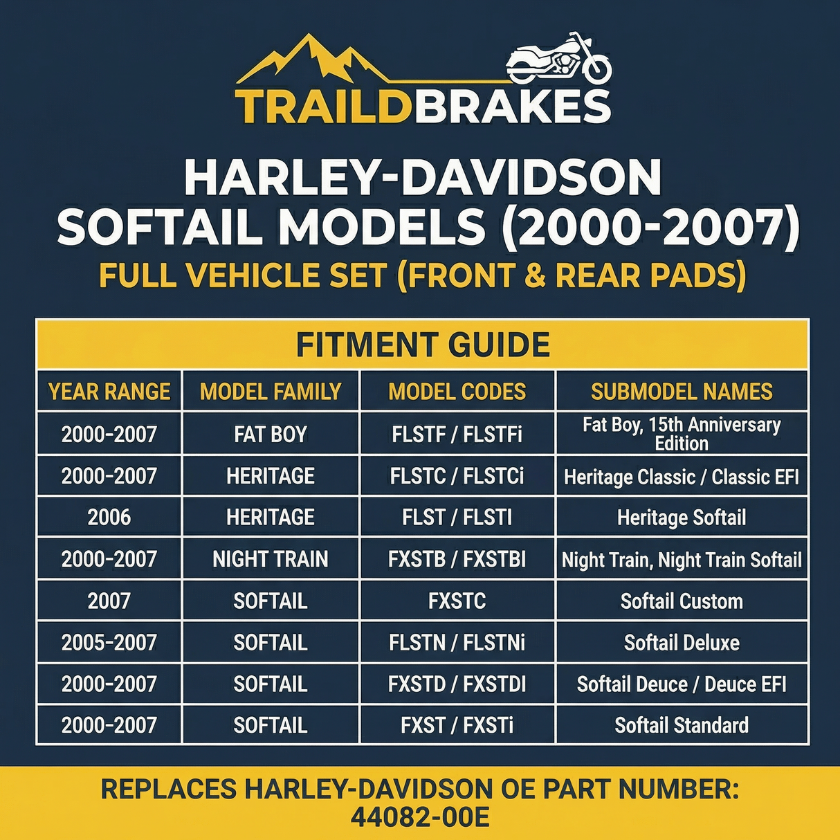 Harley-Davidson Softail 2000-2007 Ceramic Brake Pad Set Traild