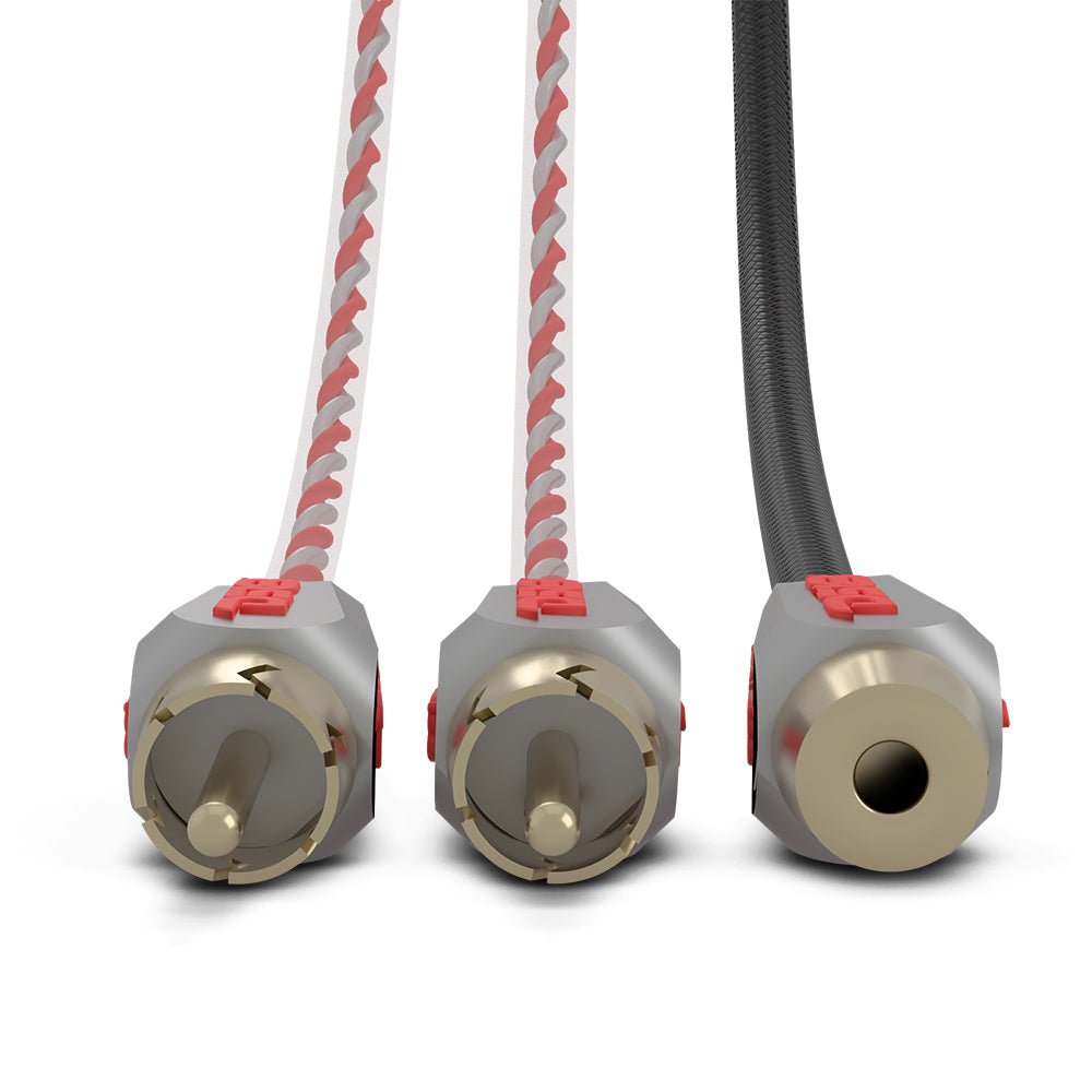 Level 3 RCA 100% Copper OFC Y Connector 1 FEMALE to 2 MALE - BLACK / RED Kit