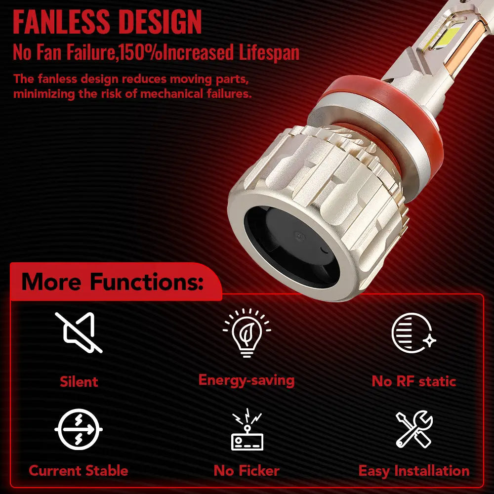 H11 H8 H9 LED Headlight Bulbs 110W 6500K 28000LM White 2Pcs for Chevrolet/Ford/Toyota/Dodge/GMC/Honda/Nissan/Lexus/Jeep/Mazda Flashark