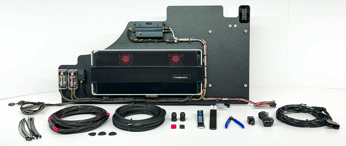 Mosconi-Gladen Loaded Subwoofer 2500wrms Amplifier Rack for Ford F-Series Vehicles (All Factory Systems including B&O Unleashed)