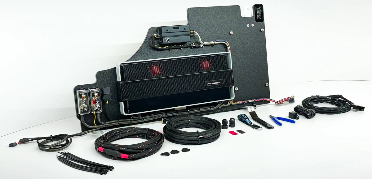 Mosconi-Gladen Loaded Subwoofer 2500wrms Amplifier Rack for Ford F-Series Vehicles (All Factory Systems including B&O Unleashed)