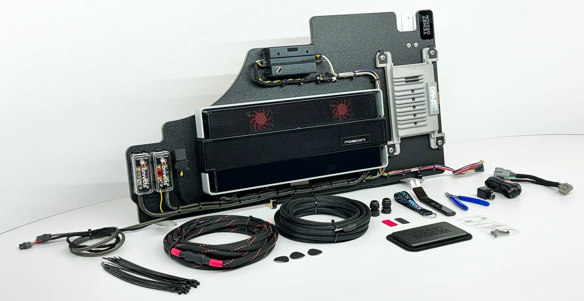 Mosconi-Gladen Loaded Subwoofer 2500wrms Amplifier Rack for Ford F-Series Vehicles (All Factory Systems including B&O Unleashed)