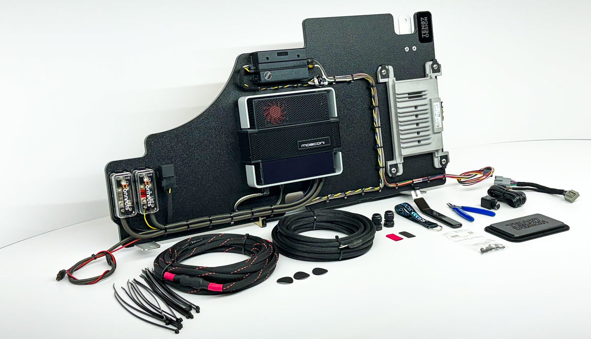 Mosconi-Gladen Loaded Subwoofer 975wrms Amplifier Rack for Ford 2023+ Super Duty and 2024+ F-150 Trucks