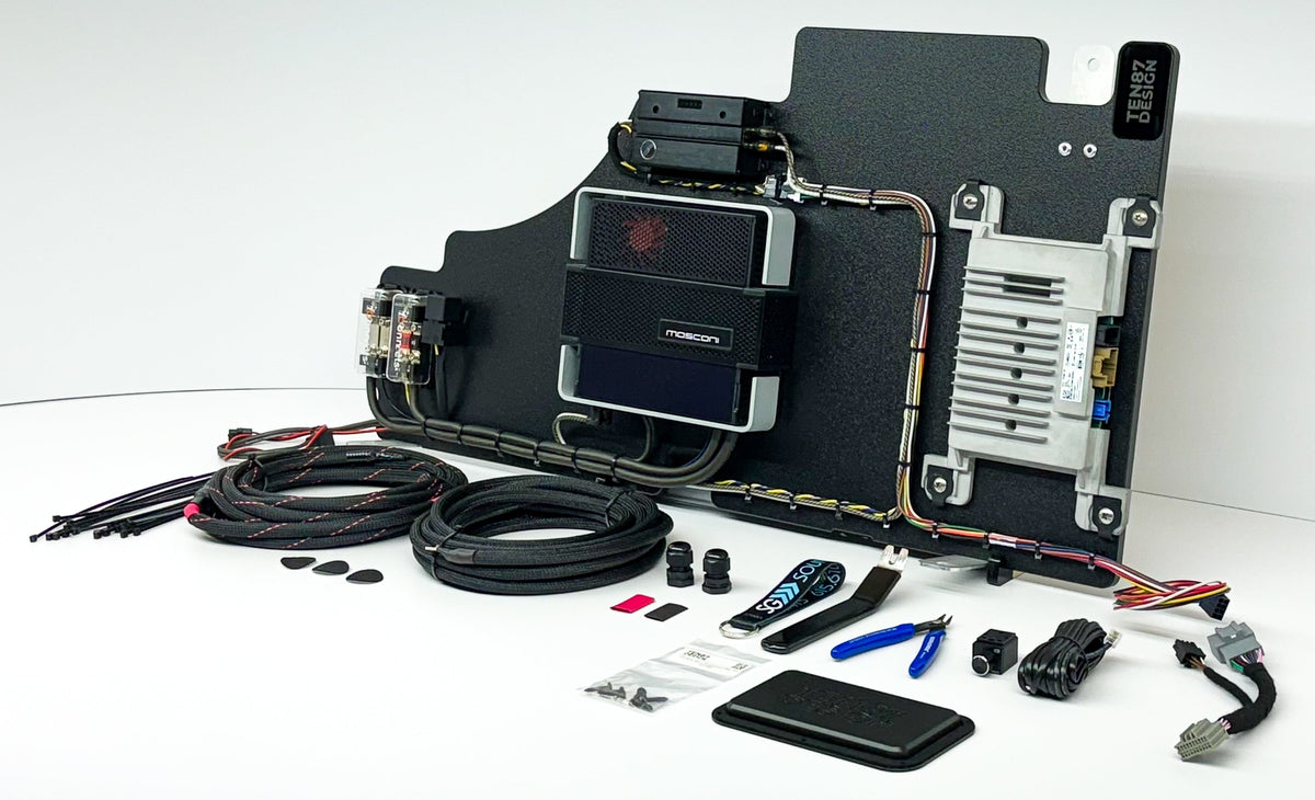 Mosconi-Gladen Loaded Subwoofer 975wrms Amplifier Rack for Ford 2023+ Super Duty and 2024+ F-150 Trucks