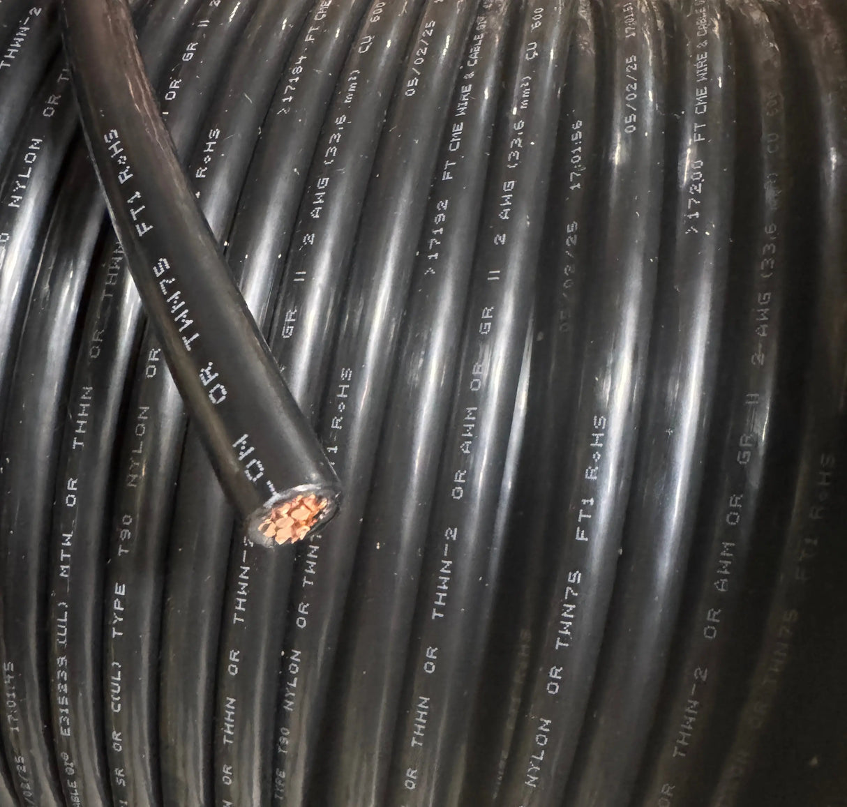 2 AWG THHN/THWN-2 Wire (BY THE FOOT) AC DC WIRE & SUPPLY