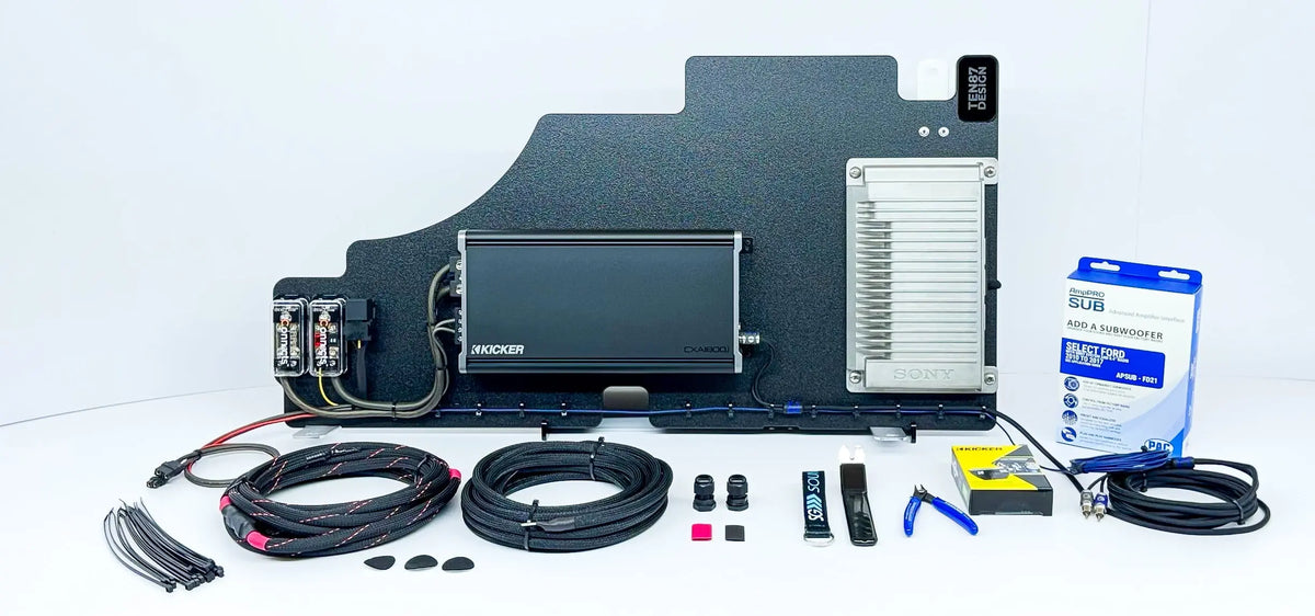 Kicker Loaded Subwoofer 1800wrms Amplifier Rack for Ford F-Series Vehicles (All Factory Systems including B&O Unleashed)