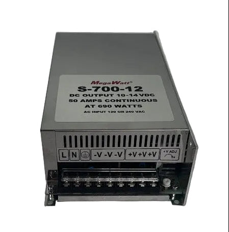 MegaWatt S-700-12 DC Power Supply – 10–14V Adjustable, 50A Continuous, 690W MegaWatt