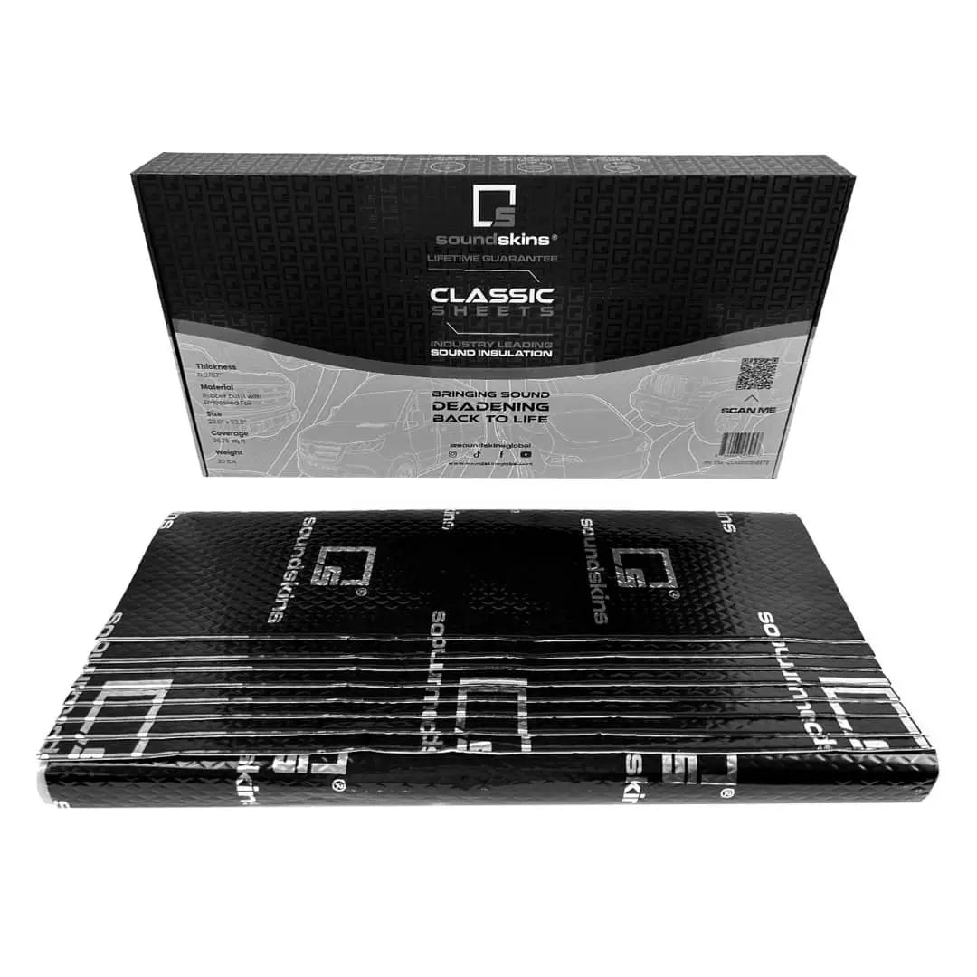 SoundSkins | Classic Black Sheets Sound Deadening Kit Double Layer Mat | SSK-CLASSICSHEETS | Pure Rubber Butyl & Diamond Embossed Foil, 38.75 sq ft SoundSkins Global