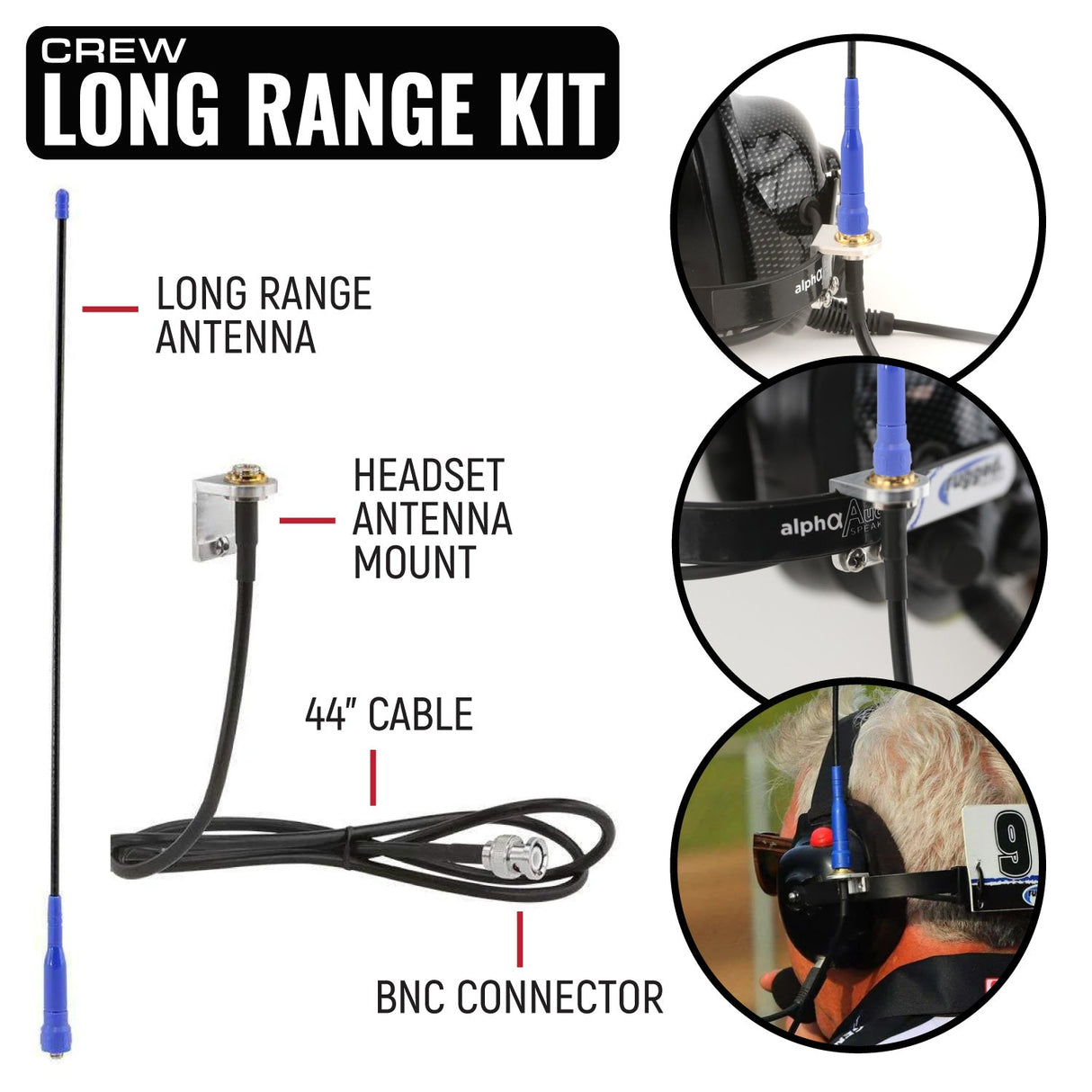 IMSA Driver and Crew Chief Long Track Racing Kit with RDH16 Radios