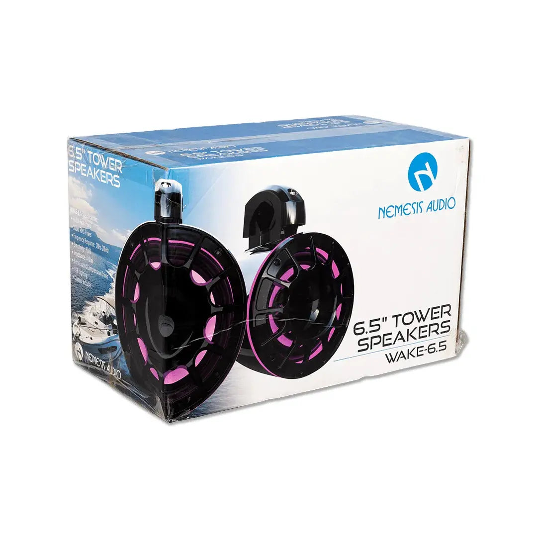 Nemesis Audio WAKE-6.5 6.5" Marine Tower Speakers 300W w/ RGB Lighting & Horn Loaded Drivers