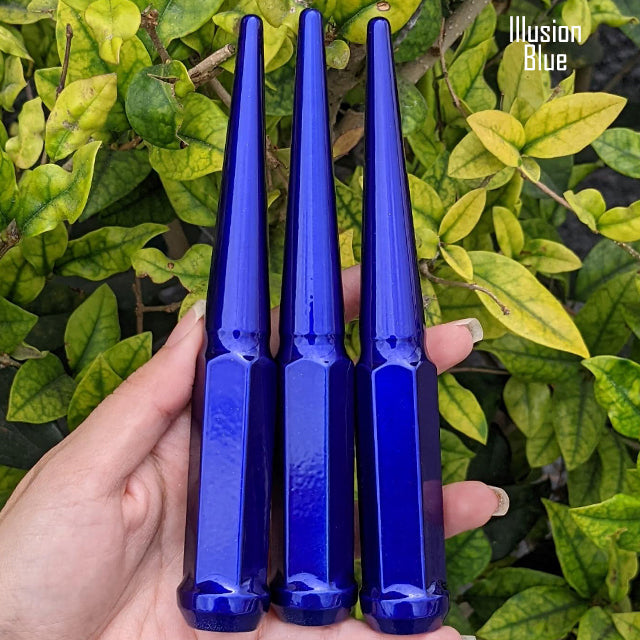 32 Pc 14x1.5 Spike Lug Nuts 6" Tall - Powder Coated - Various Colors