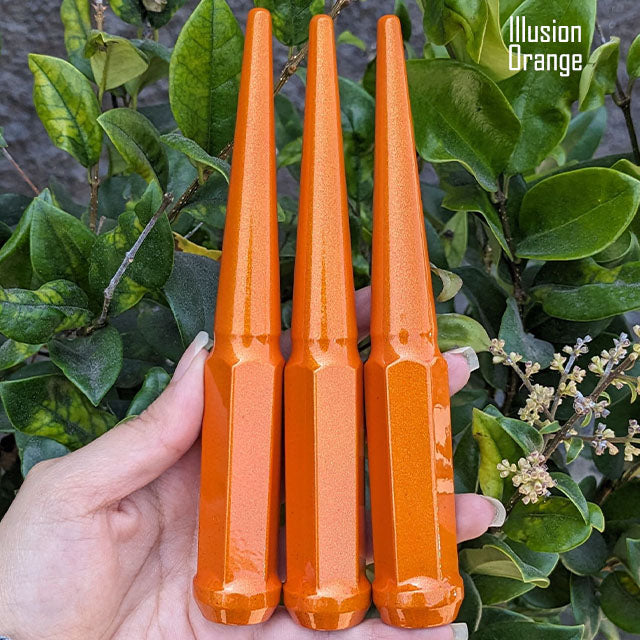 32 Pc 14x1.5 Spike Lug Nuts 6" Tall - Powder Coated - Various Colors