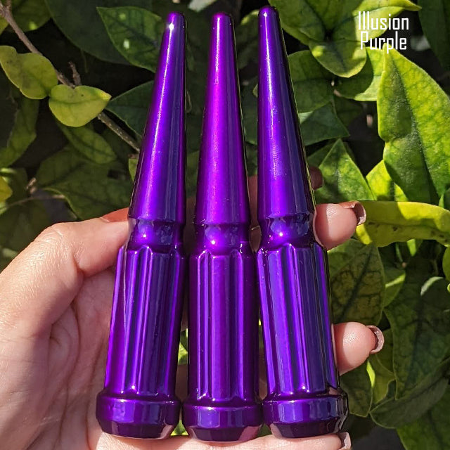 32 Pc 14x1.5 7-Spline Spike Lug Nuts 4.5" Tall - Powder Coated + Key Socket