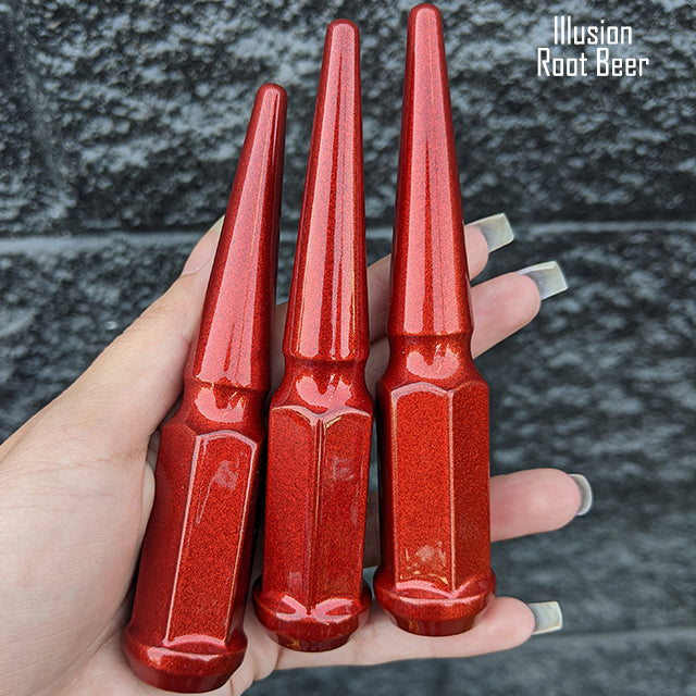 32 Pc 14x1.5 Spike Lug Nuts 4.5" Tall - Powder Coated - Various Colors