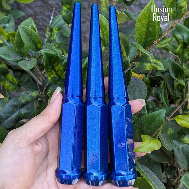 24 Pc 14x1.5 Spike Lug Nuts 6" Tall - Powder Coated - Various Colors