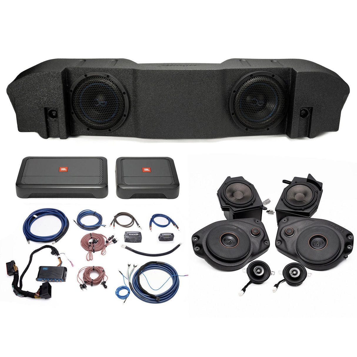 JBL Plug and Play Full Club Speaker, Dual Amplifier, Subwoofer Bundle | '18-'23 JLU Wrangler/ '20- '23 JT Gladiator