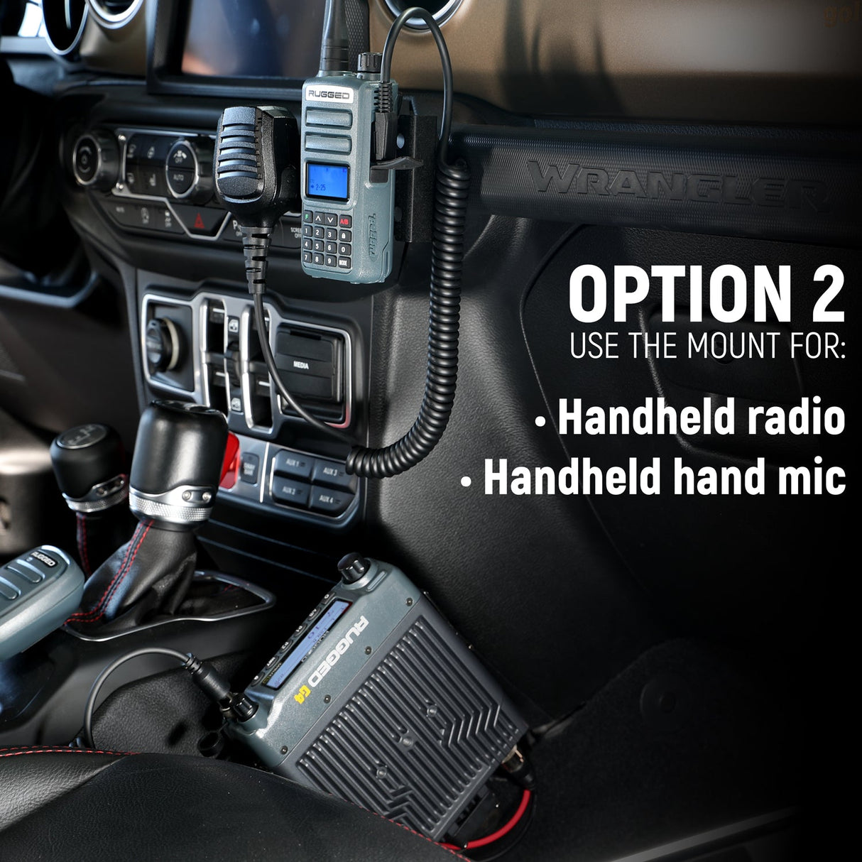 Handheld Radio Grab Bar Mount for Jeep Wrangler JK, JKU, JL and Gladiator JT