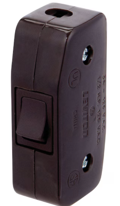Jandorf 3 amps SPST ON/OFF Feed Through INLINE Switch Brown 1 pk #61210 Jandorf