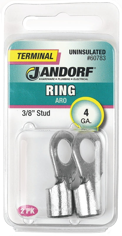 Jandorf Ring Terminal, 4 AWG Wire, 3/8 in Stud #60783 Jandorf
