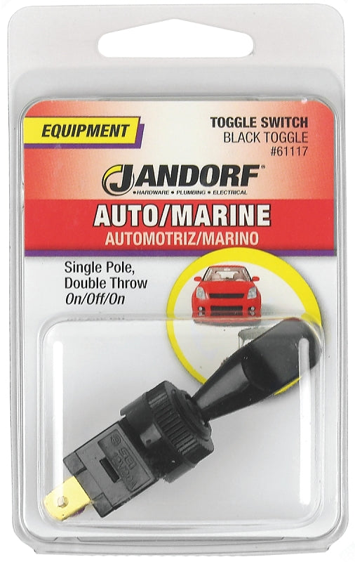 Jandorf Series Switch, Black, 20 A, 1-Poles, 12 VDC, SPDT, Tab Terminal #61117 Jandorf