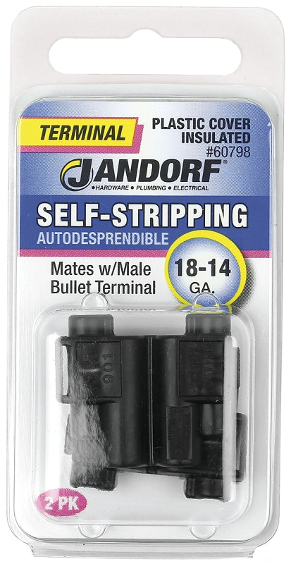 Jandorf Terminal, 18 to 14 AWG Wire, Plastic Insulation, Black #60798 Jandorf