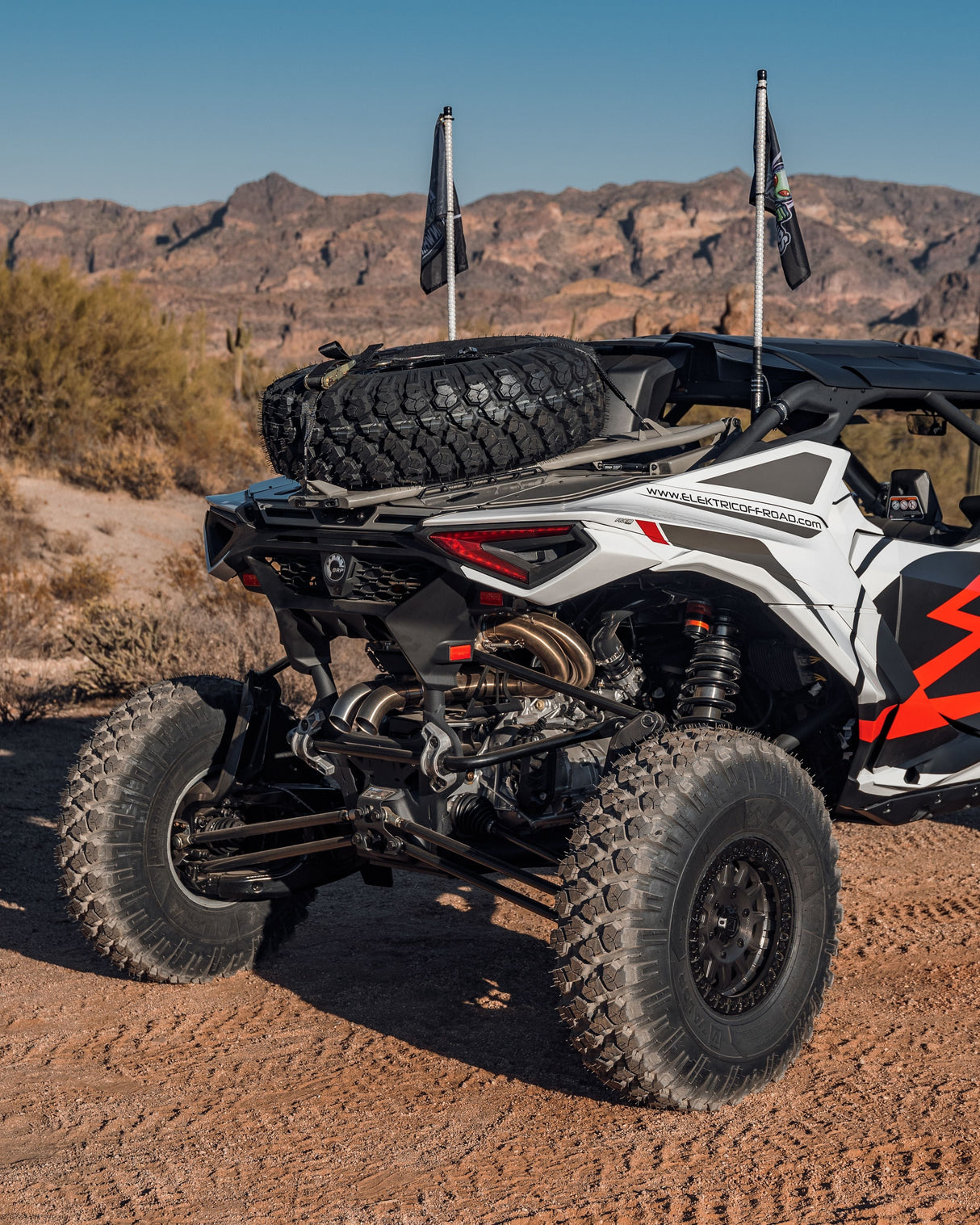 2024 to Current Can-am Maverick R Volt Tire Rack for Volt Baja Box www.elektricoffroad.com