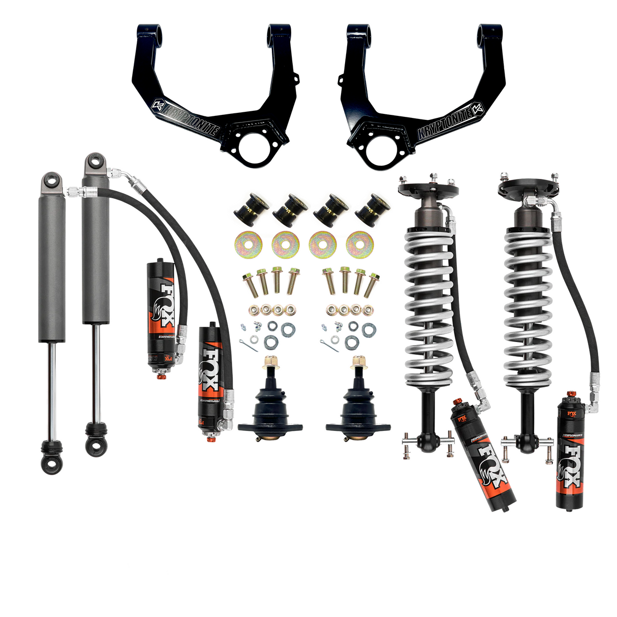KRYPTONITE STAGE 3 LEVELING KIT WITH FOX PERFORMANCE ELITE SHOCKS FOR 1/2 TON 6 LUG TRUCKS 2019+