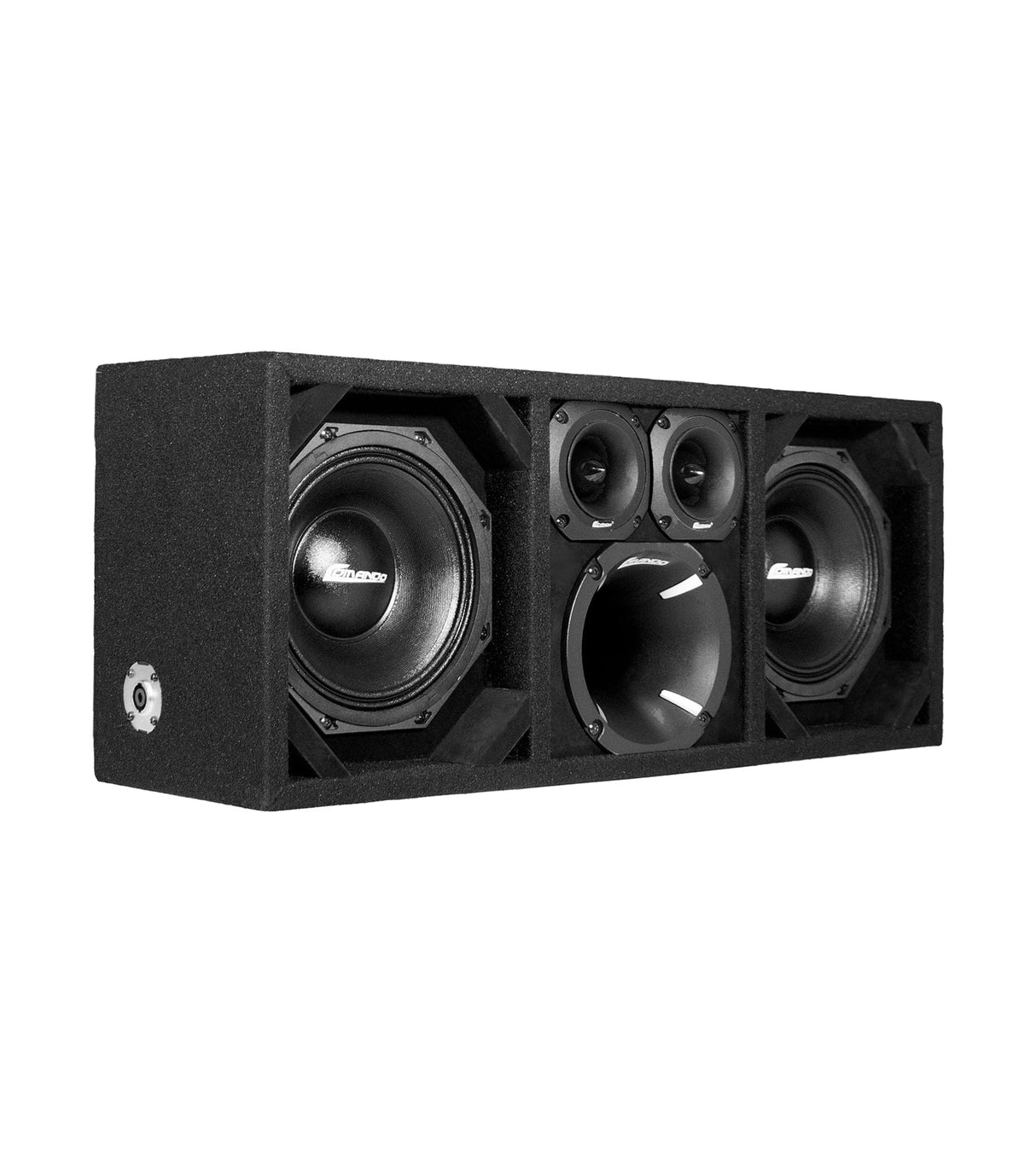 KTPON-208FULLBK / DUAL 8" BLACK/BLACK LOADED PORTED BOX (With Tweeters + Driver) Comando Audio Inc.