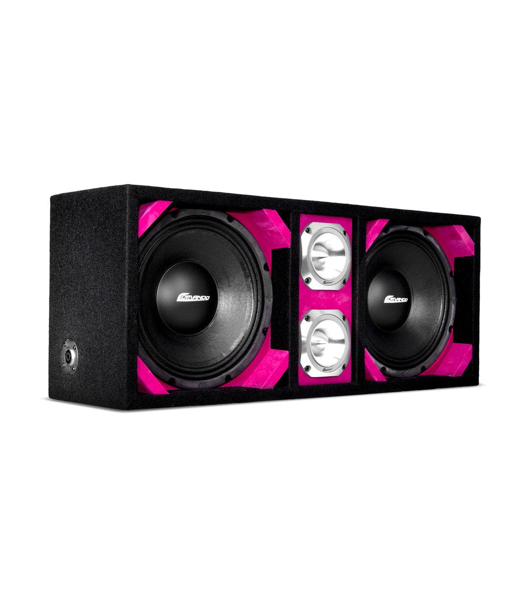 KTPONV2-210PINK / DUAL 10" PINK LOADED PORTED BOX + 2 TWEETER Comando Audio Inc.